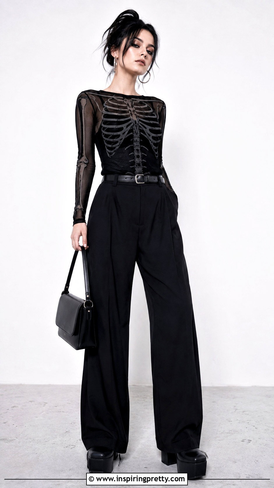 All Black Skeleton Mesh Top Outfit - 25 Skeleton Mesh Top outfit ideas