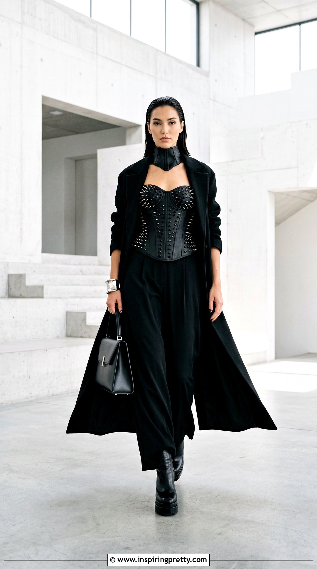 All Black Spiked Corset Top Outfit - 25 spiked corset top outfit ideas