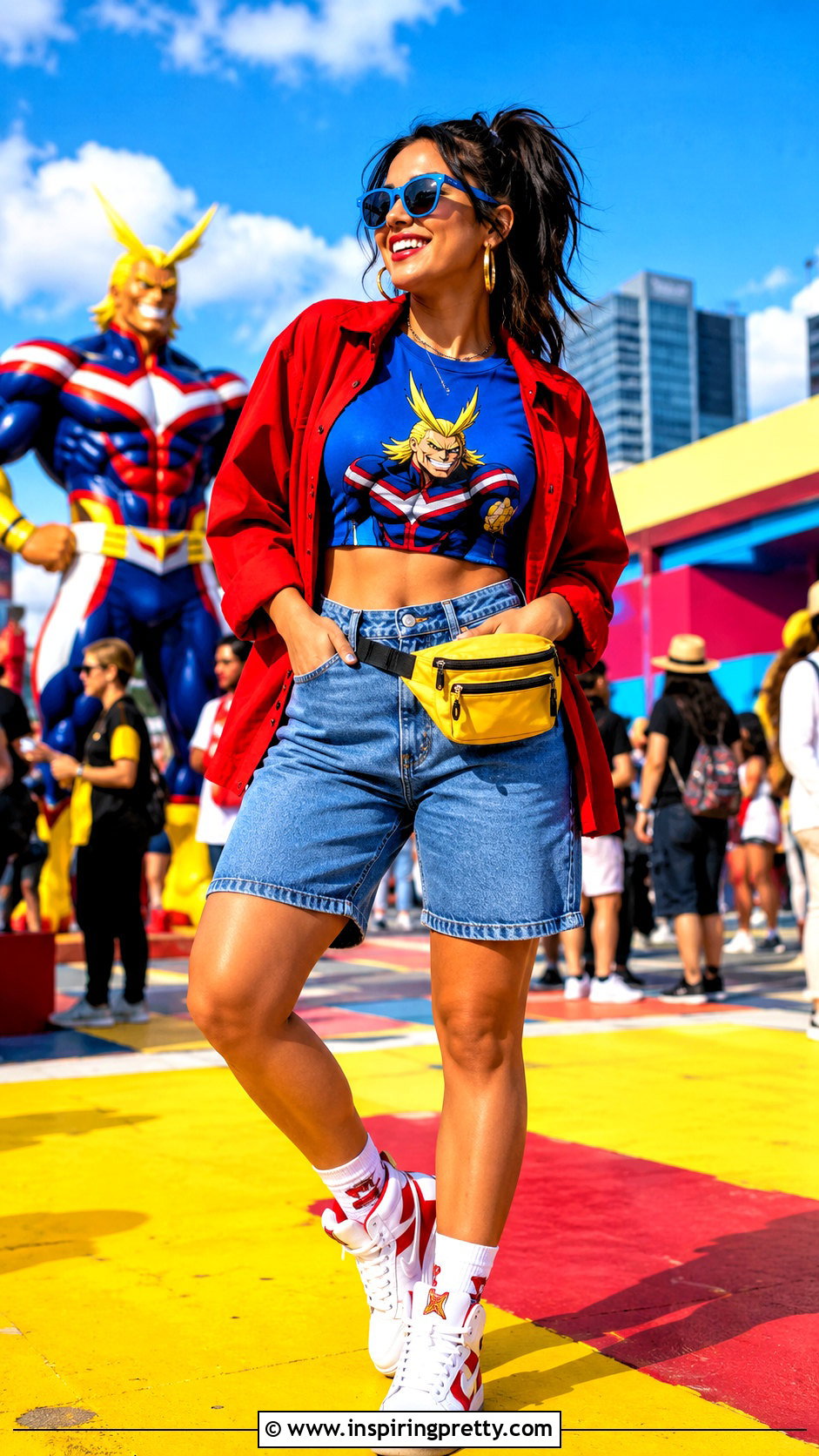 All Might My Hero Academia Crop Top With Denim Shorts - 20 My Hero Academia Crop Top outfit ideas