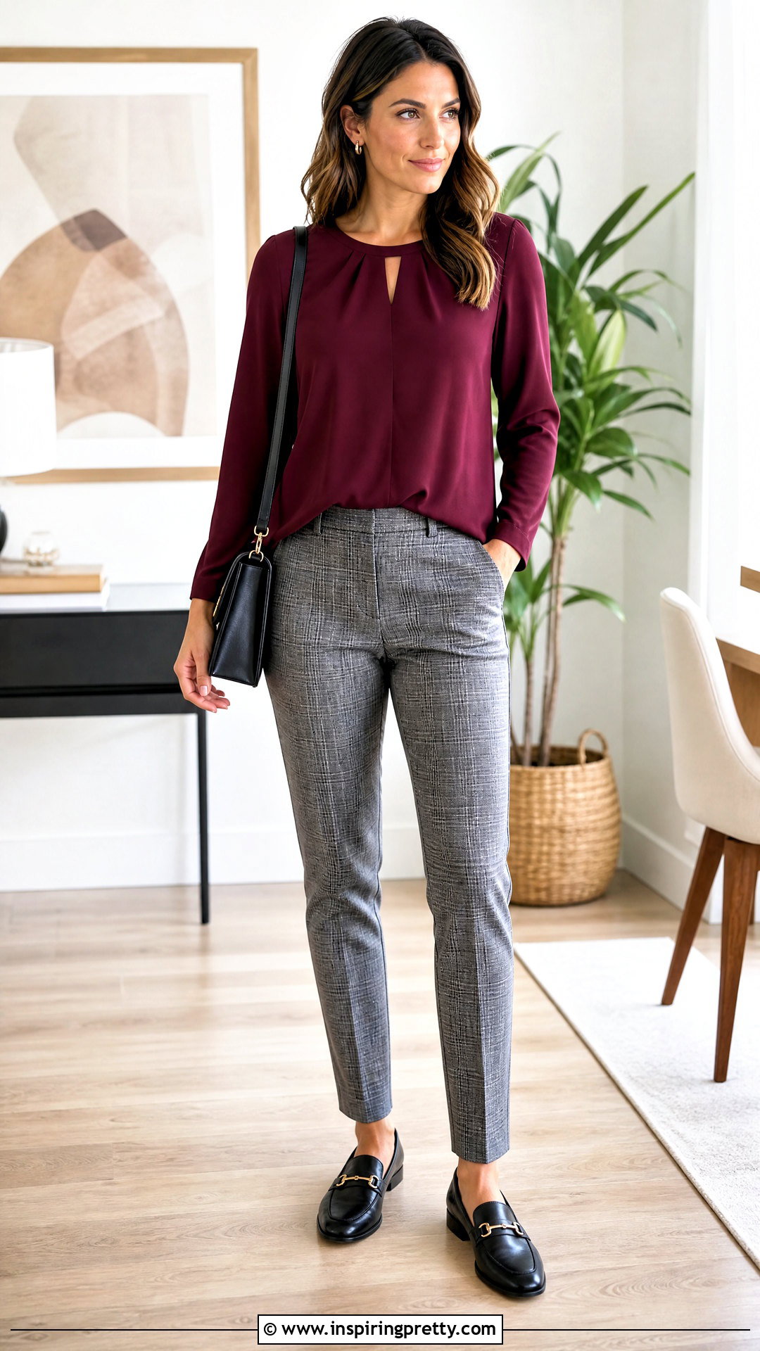 Allison Daley Solid Keyhole Top With Plaid Pants - 20 Allison Daley Tops outfit ideas