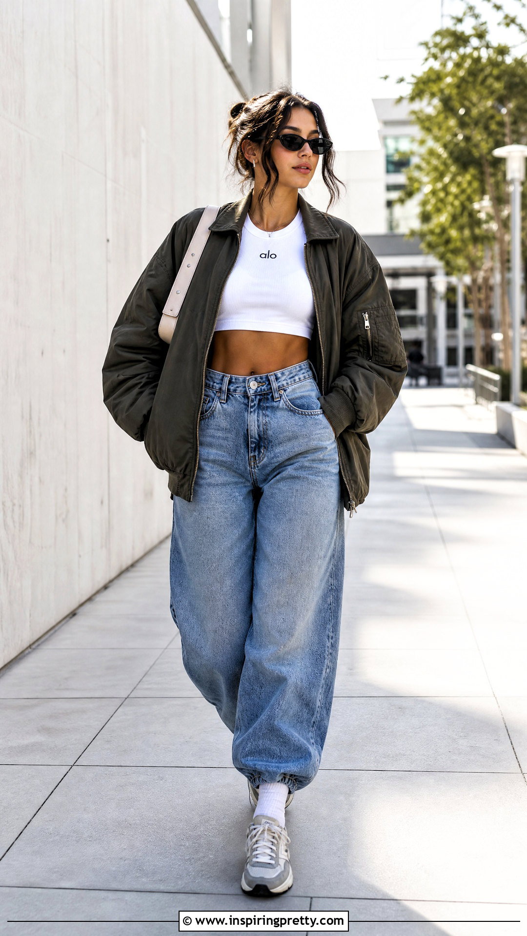 Alo Top With Baggy Jeans - 50 alo top outfit ideas