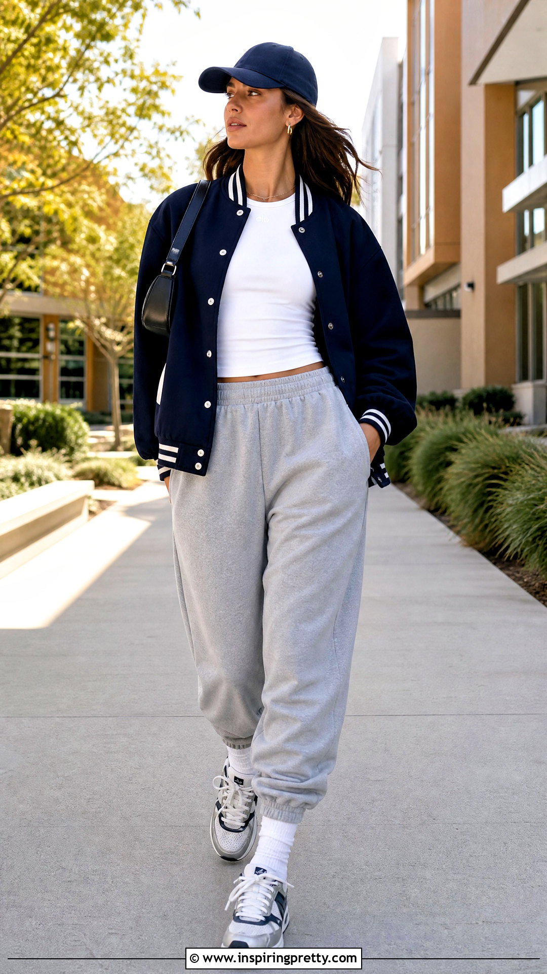 Alo Top With Varsity Jacket And Joggers - 50 alo top outfit ideas