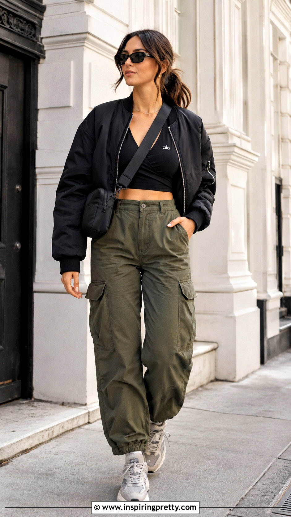 Alo Wrap Top With Cargo Pants - 25 alo wrap top outfit ideas