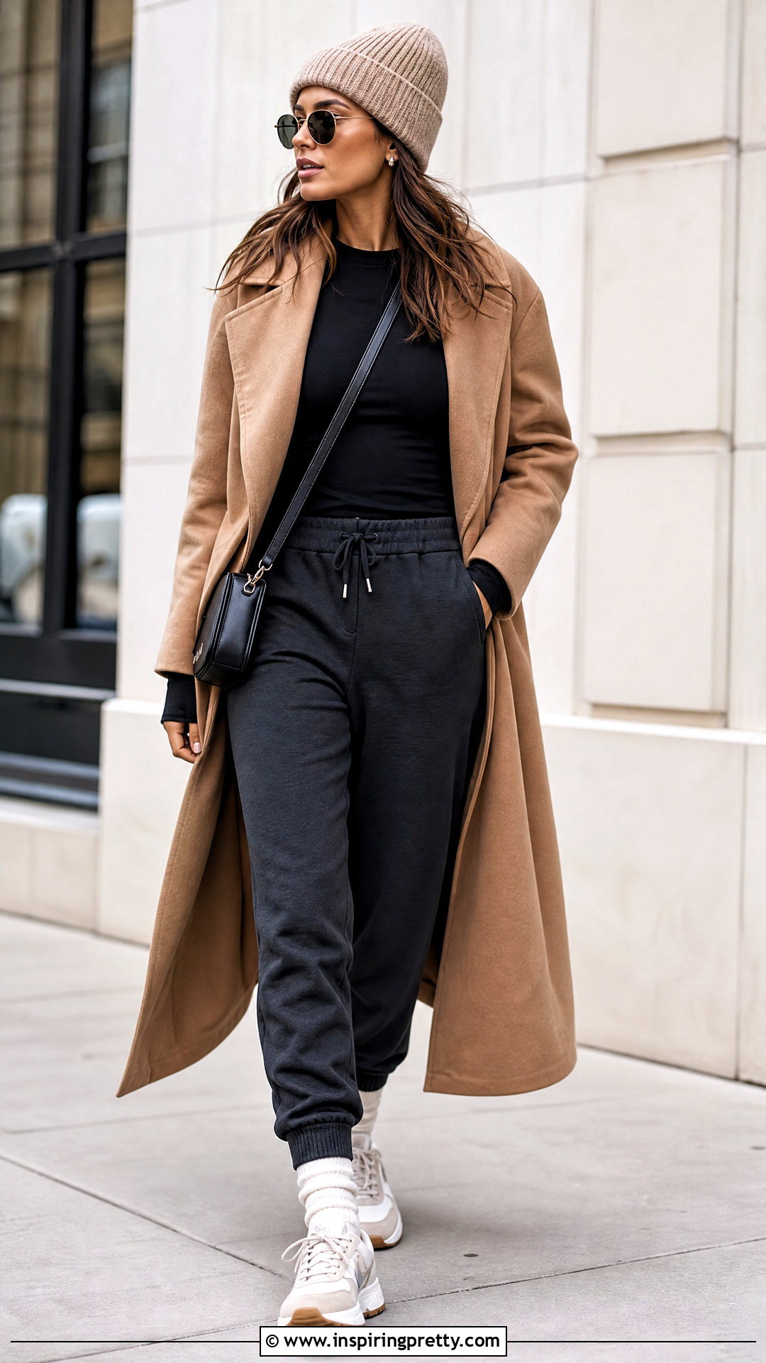 Alo Yoga Black Top With Joggers And Long Coat - 25 alo yoga black top outfit ideas