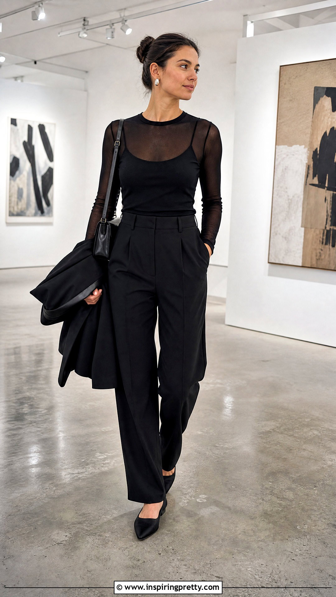 Amazon Mesh Top With Black Trousers - 50 amazon tops outfit ideas