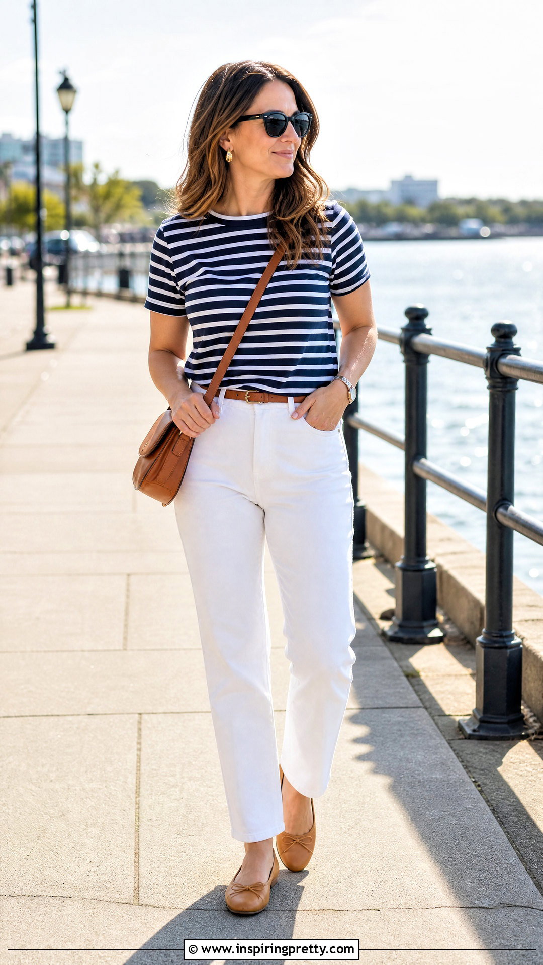 Amazon Striped T Shirt With White Jeans - 50 amazon tops outfit ideas