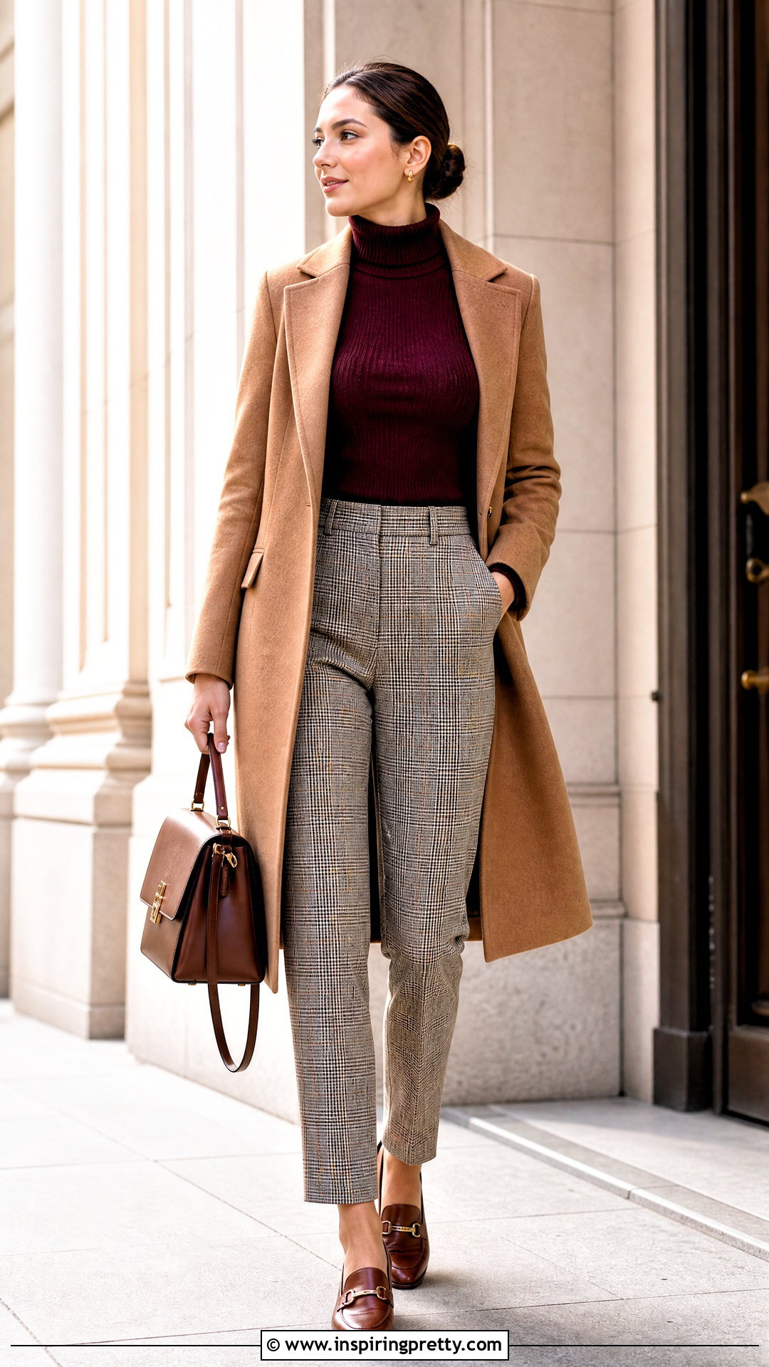 Amazon Turtleneck With Plaid Trousers - 50 amazon tops outfit ideas