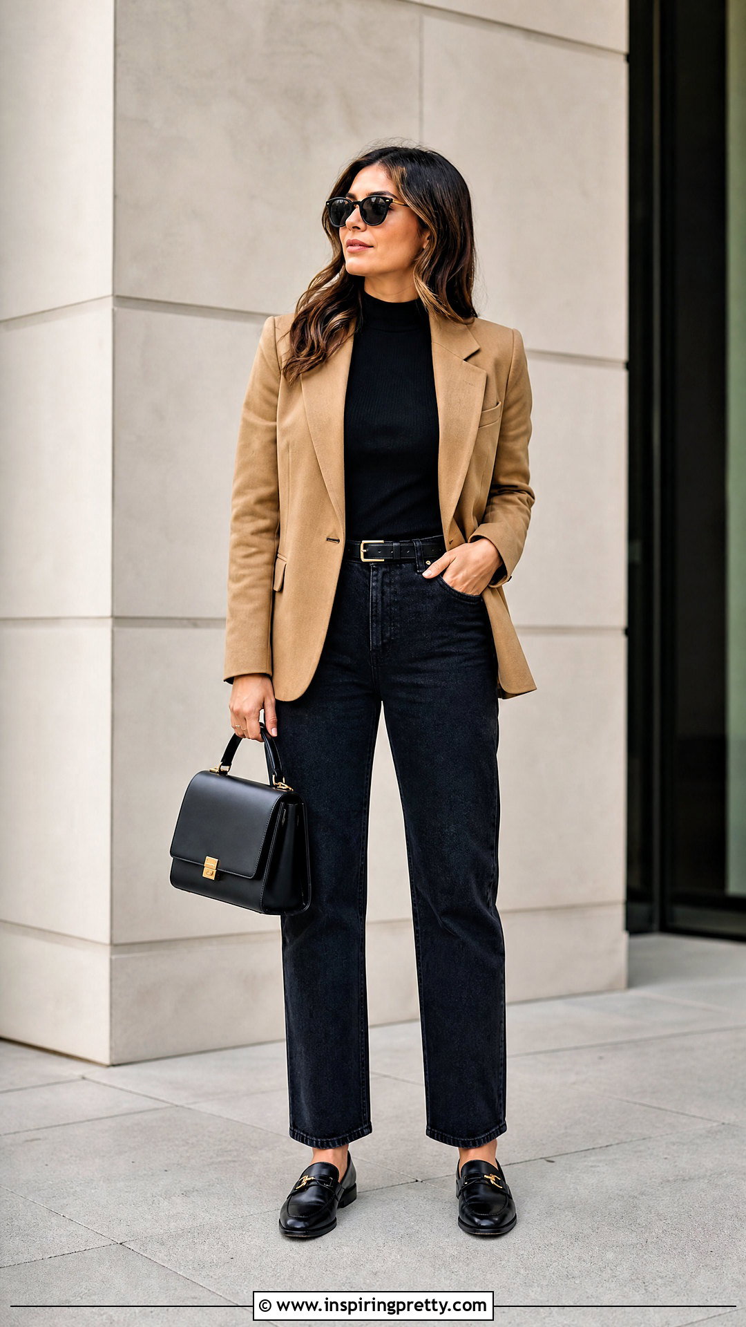 Ambiance Mock Neck Top With A Blazer And Jeans - 20 Ambiance Tops outfit ideas