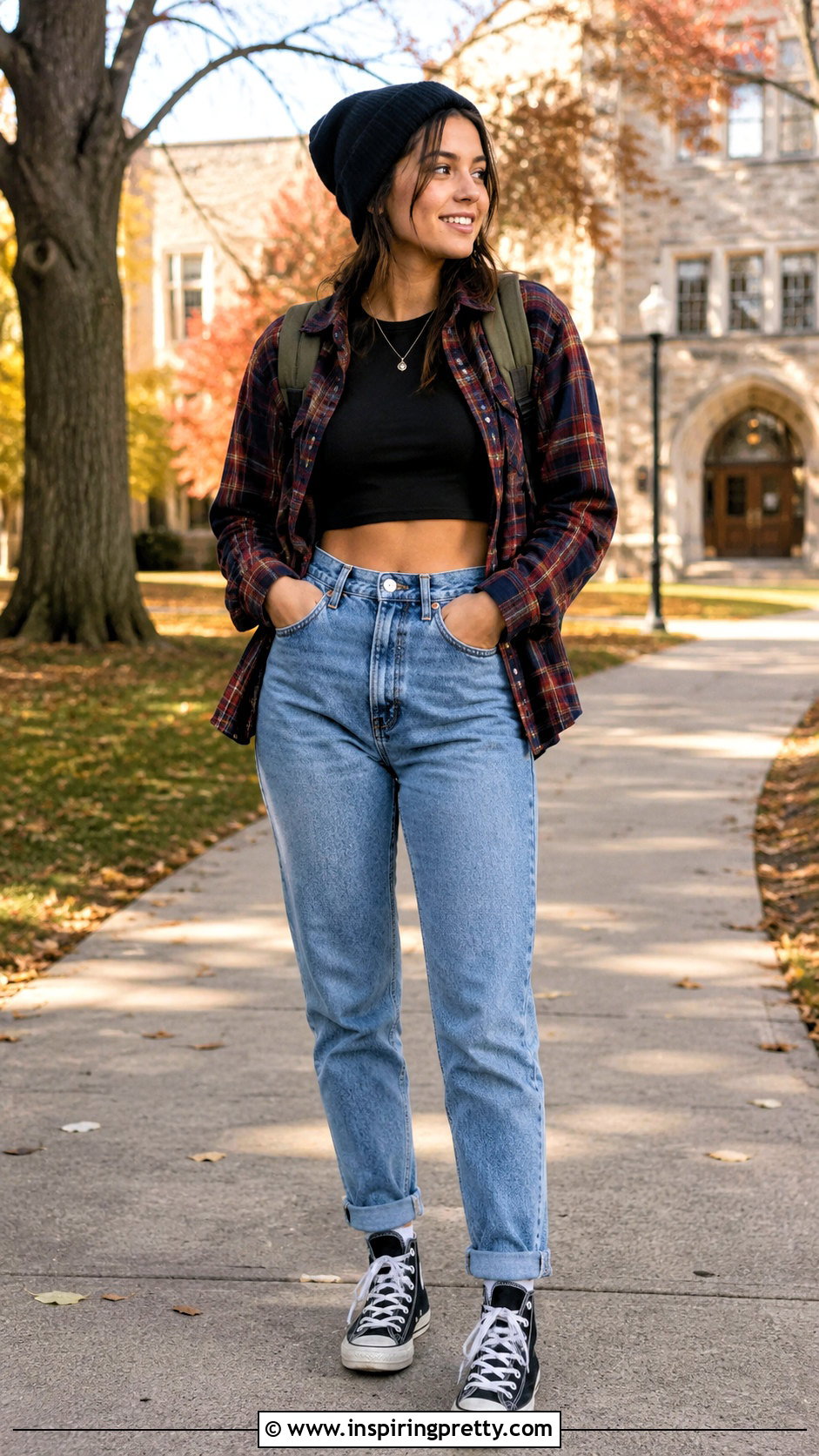 American Apparel Crop Top With a Flannel Shirt and Mom Jeans - 20 american apparel crop top outfit ideas