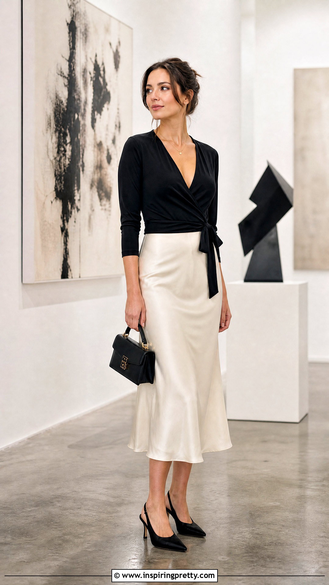 American Apparel Wrap Top With Satin Midi Skirt - 20 American Apparel Wrap Top outfit ideas