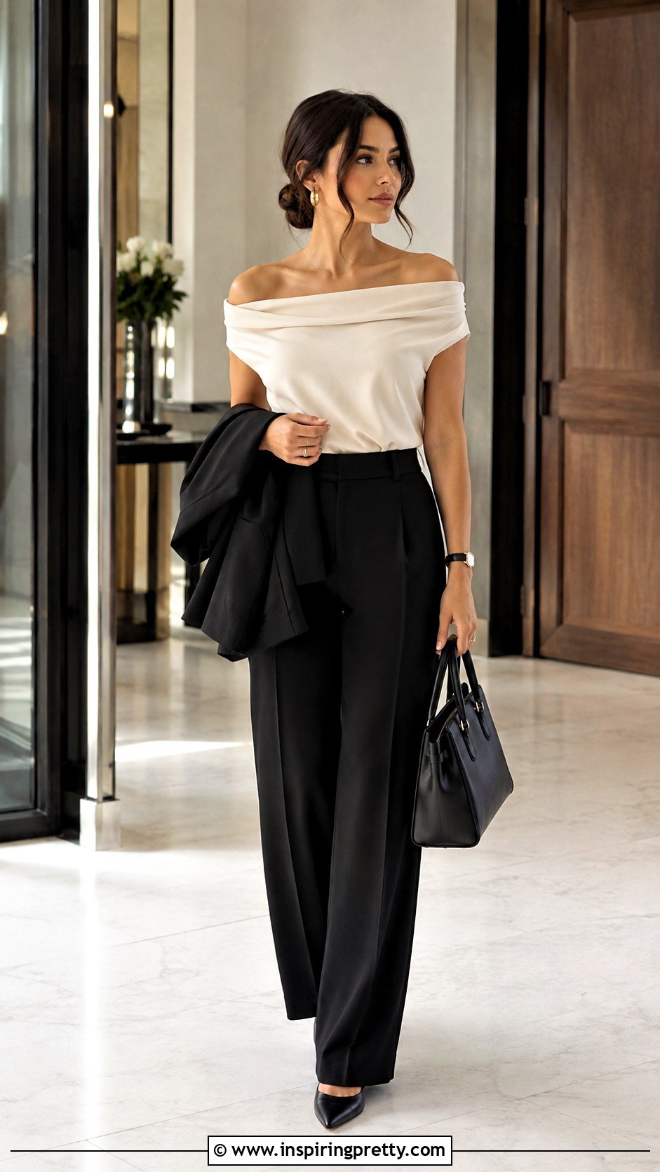 American Eagle Off The Shoulder Top With Black Trousers - 25 american eagle off the shoulder top outfit ideas