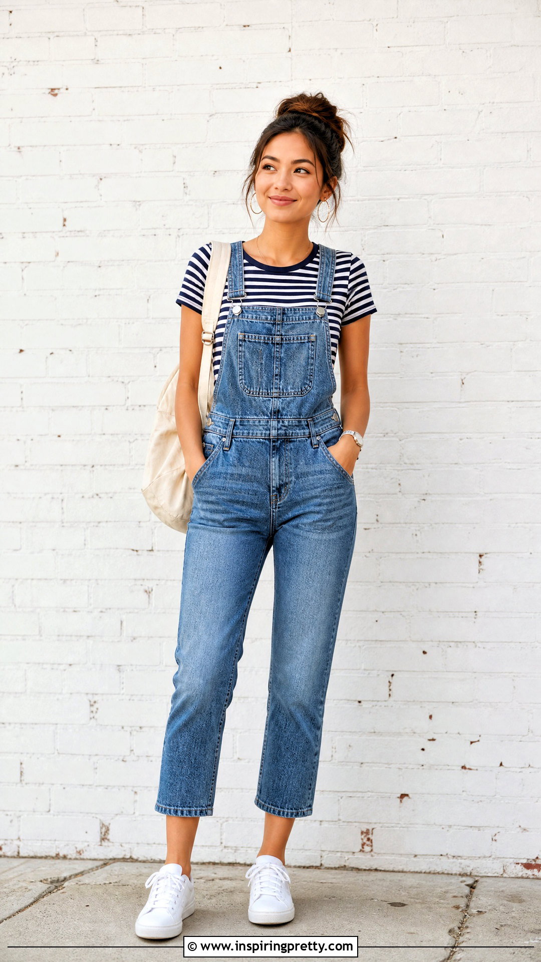 American Eagle Striped Tee With Overalls - 20 american eagle casual top outfit ideas