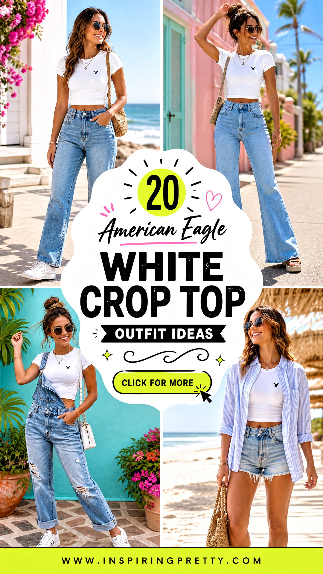 20 American Eagle White Crop Top Outfit Ideas for Summer - 20 American Eagle White Crop Top Outfit Ideas for Summer