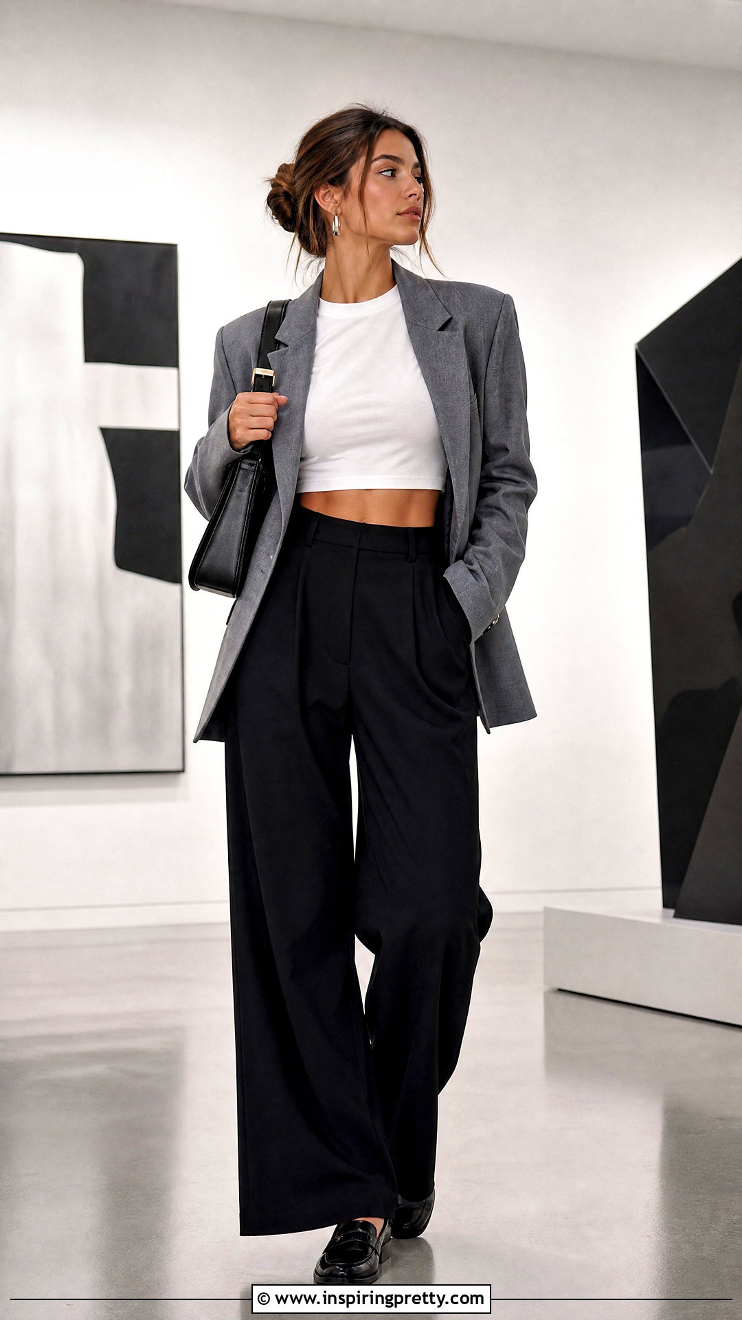 American Eagle White Crop Top With Black Trousers - 20 american eagle white crop top outfit ideas