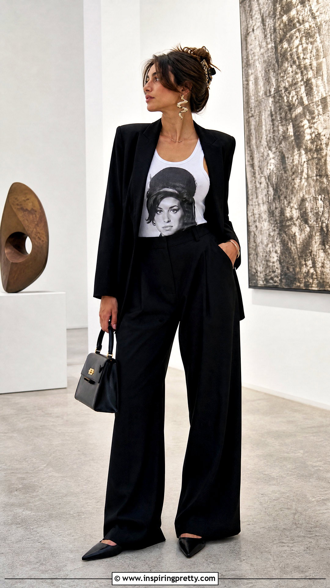 Amy Winehouse Tank Top With Wide Leg Trousers - 25 amy winehouse tank top outfit ideas