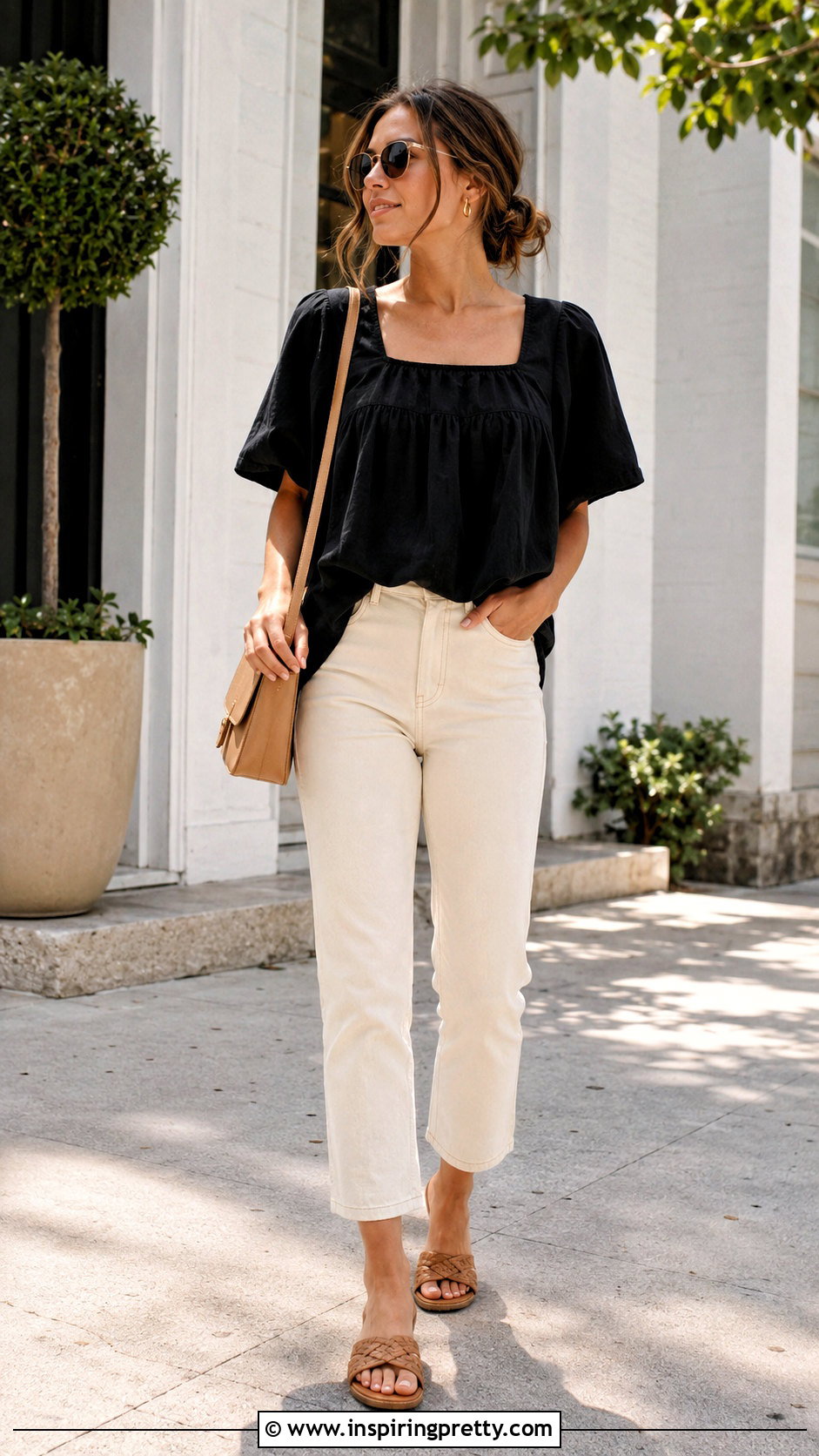 Anabella Linen Top With Cream Jeans - 20 Anabella Linen Top outfit ideas