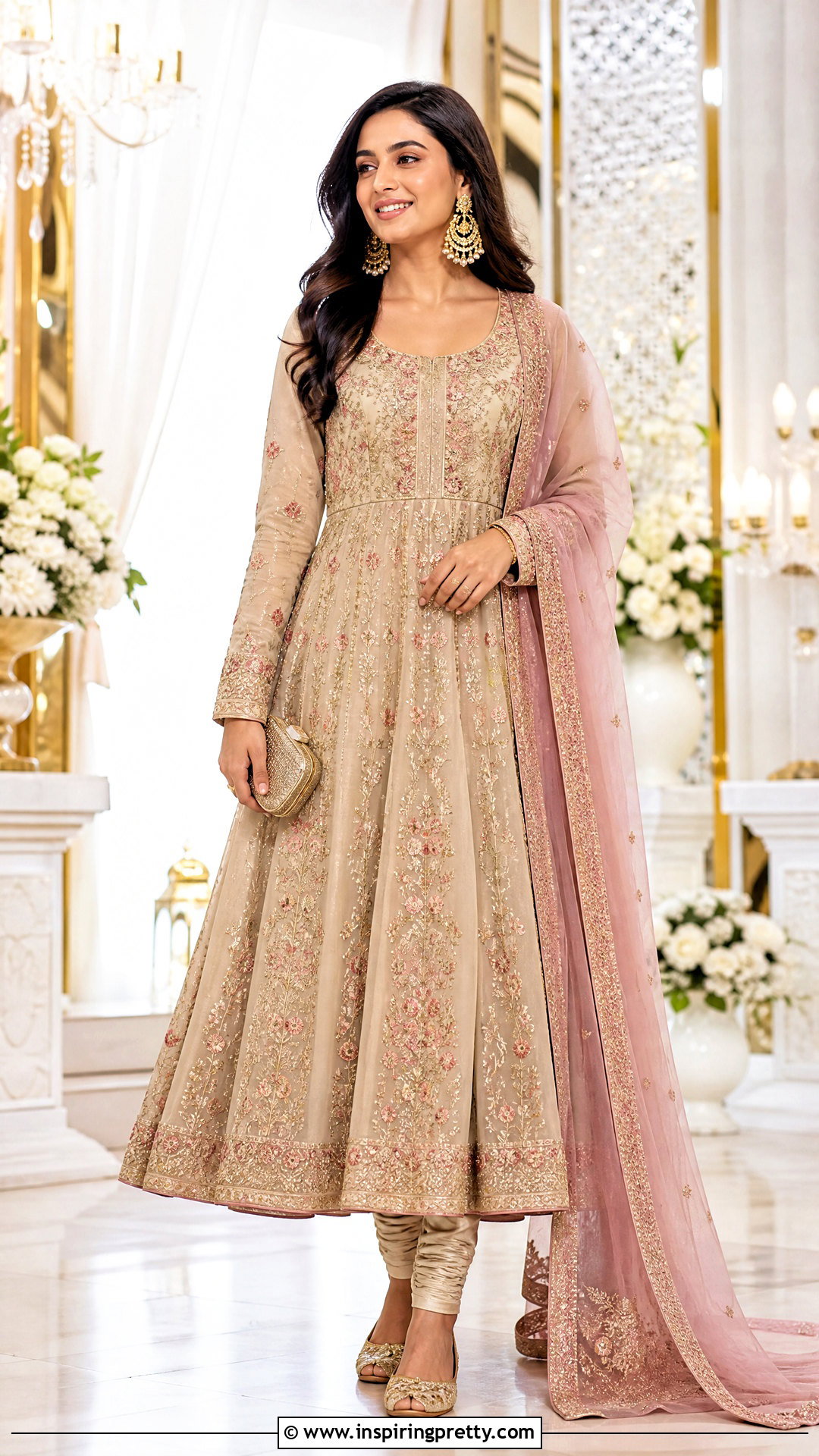 Anarkali Kurti Top With Churidar - 50 kurti top outfit ideas