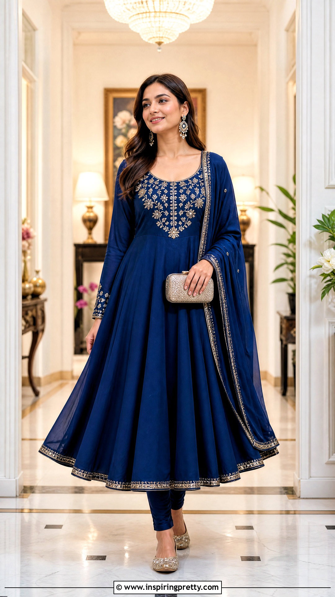 Anarkali Kurti With Leggings - 50 kurti tops outfit ideas
