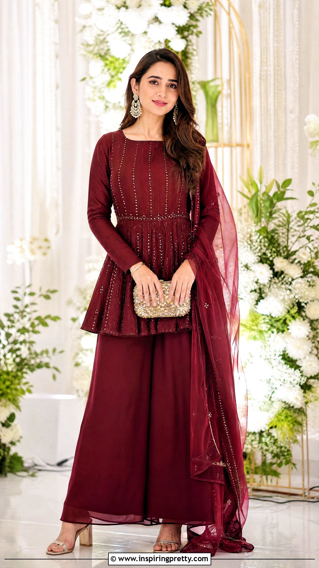 Anarkali Peplum Top With Palazzo Pants - 50 peplum top with plazo outfit ideas