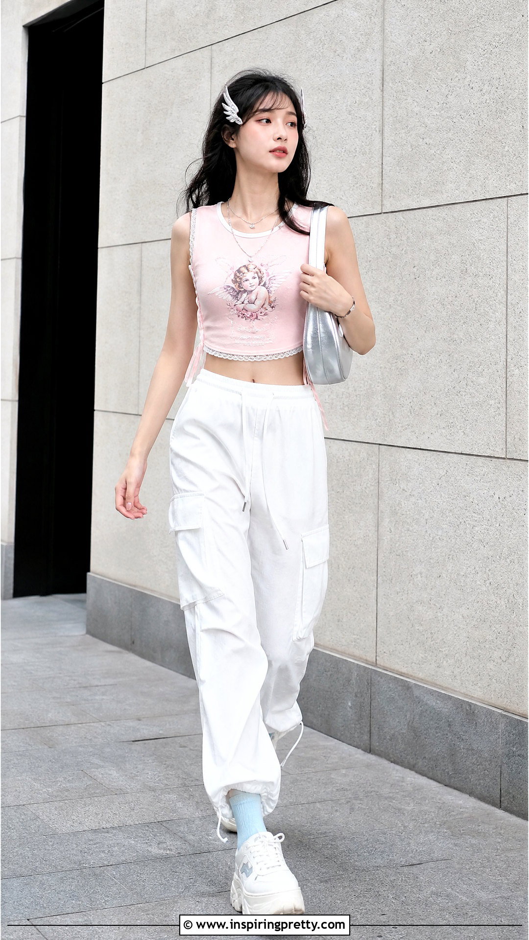 Angel Cutecore Top With White Cargo Pants - 50 Cutecore Top outfit ideas