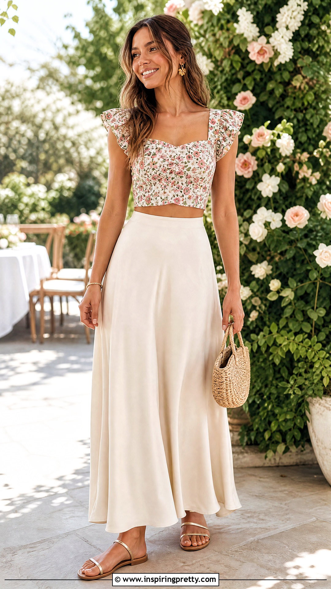 Angie Ruffle Crop Top With Maxi Skirt - 20 Angie Tops For Women