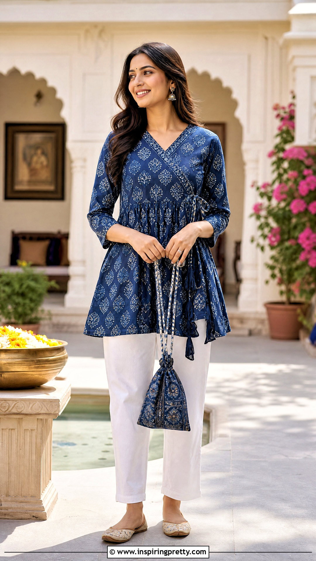 Angrakha Cotton Top With Straight Pants - 50 cotton tops designs