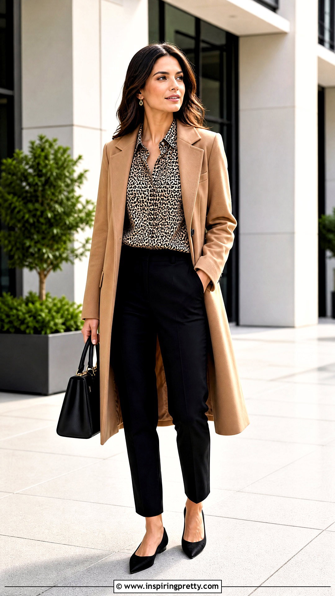 Animal Print Blouse Autumn Top With Black Pants - 50 autumn tops outfit ideas