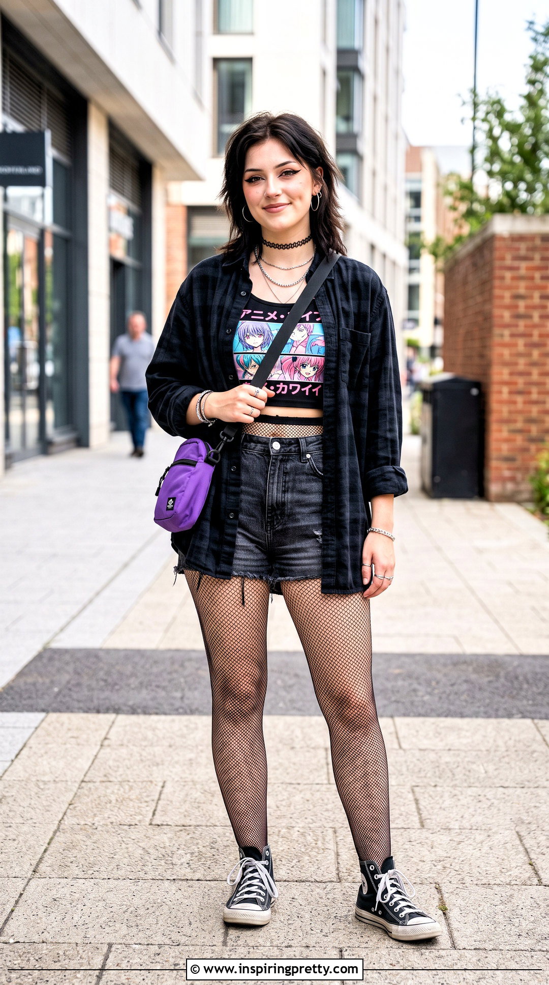 Anime Crop Top And Denim Shorts Outfit - 25 egirl crop top outfit ideas