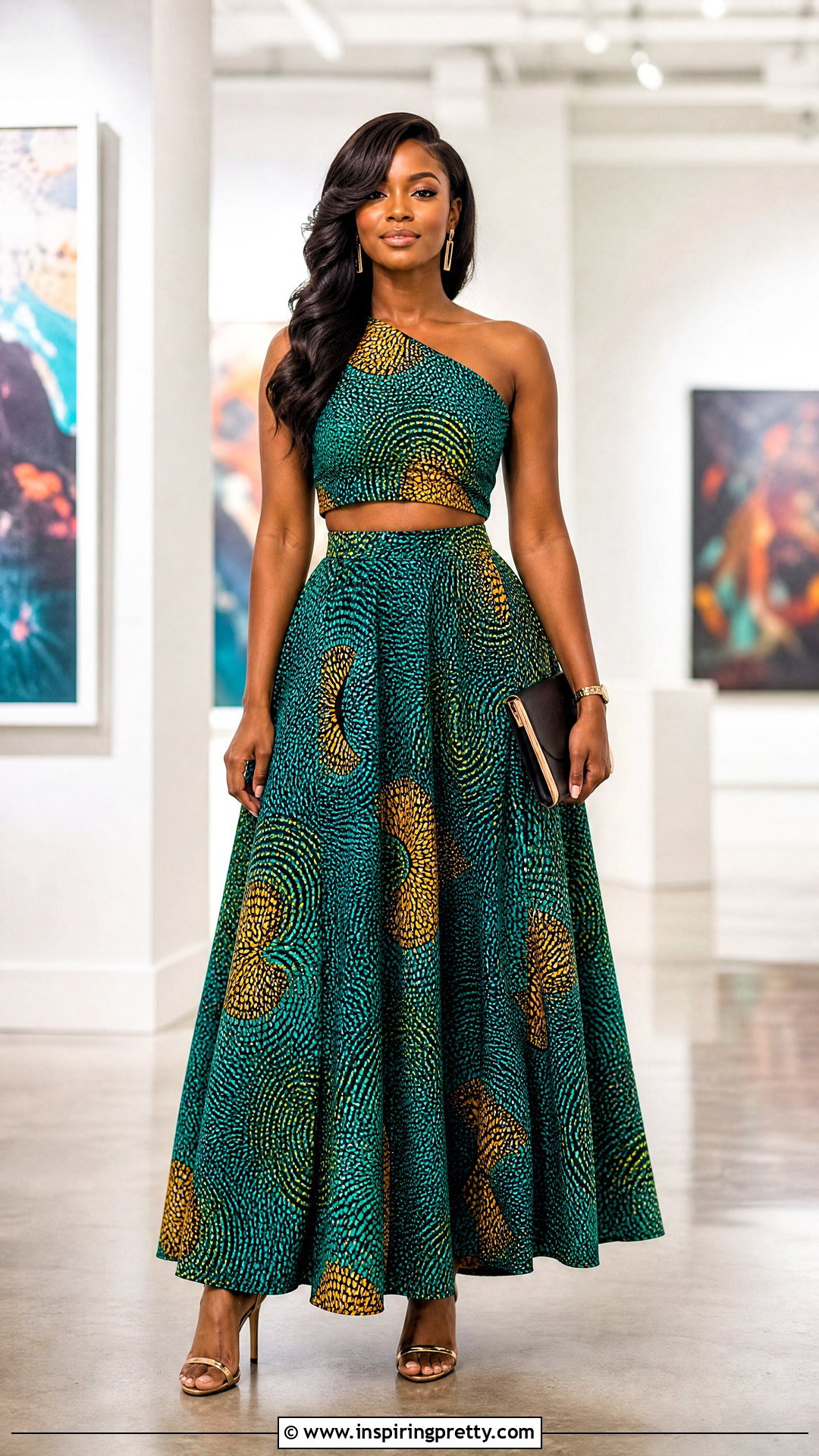 Ankara Asymmetrical Crop Top And High Waist Maxi Skirt - 50 ankara crop top and skirt high waist outfits
