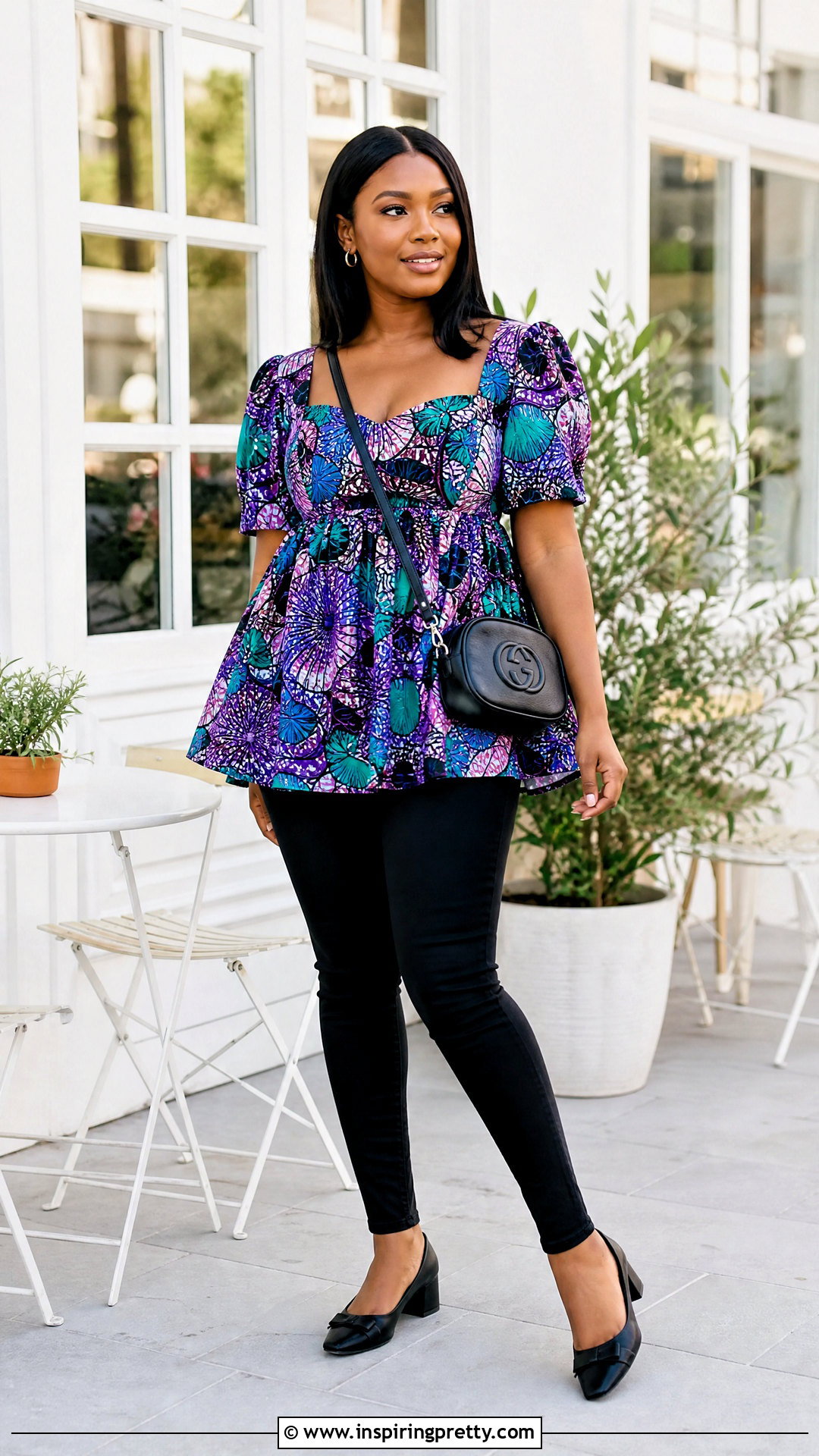 Ankara Babydoll Top With Skinny Trousers - 50 trouser and top ankara styles