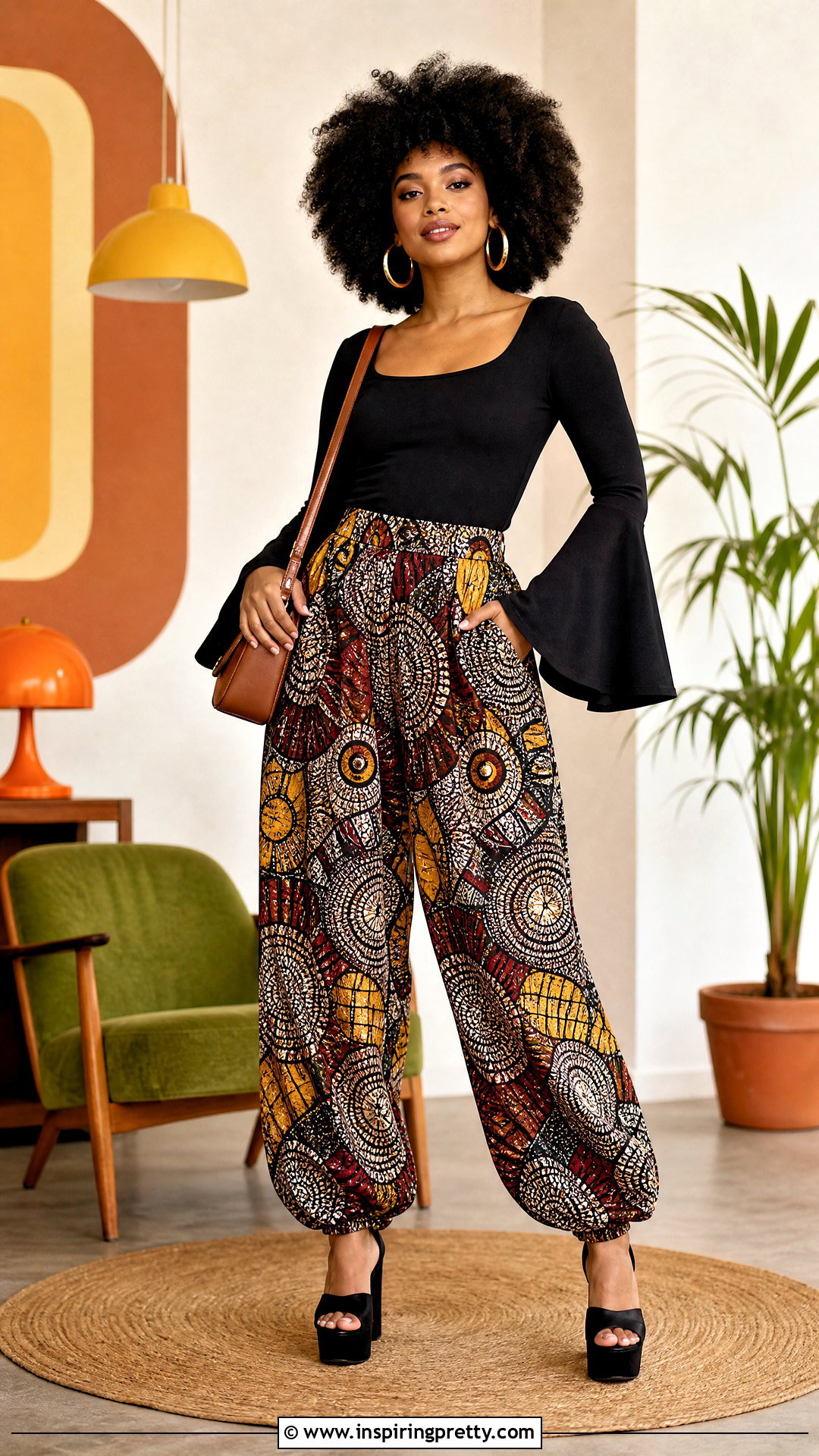 Ankara Baggy Trousers With Bell Sleeve Top - 50 Ankara Baggy Trousers And Top