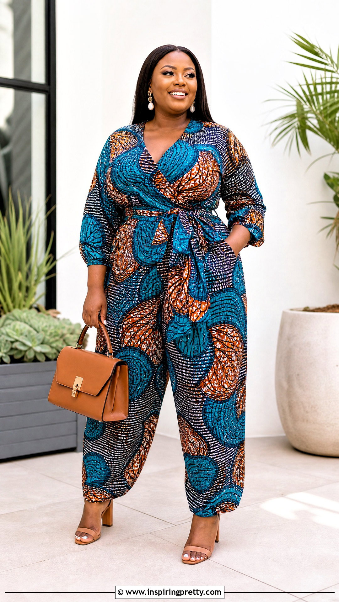 Ankara Baggy Trousers With Belted Matching Top - 50 Ankara Baggy Trousers And Top