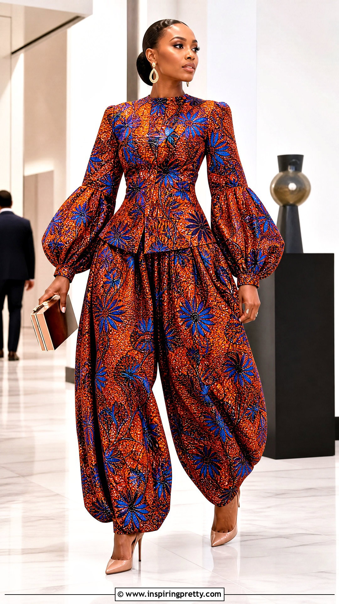 Ankara Baggy Trousers With Bishop Sleeve Top - 50 Ankara Baggy Trousers And Top