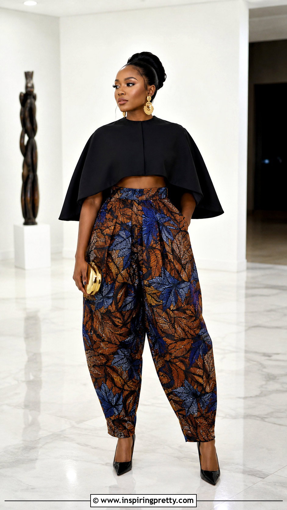Ankara Baggy Trousers With Cape Top - 50 Ankara Baggy Trousers And Top