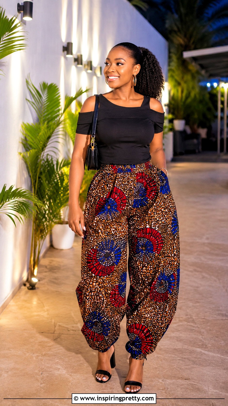 Ankara Baggy Trousers With Cold Shoulder Top - 50 Ankara Baggy Trousers And Top