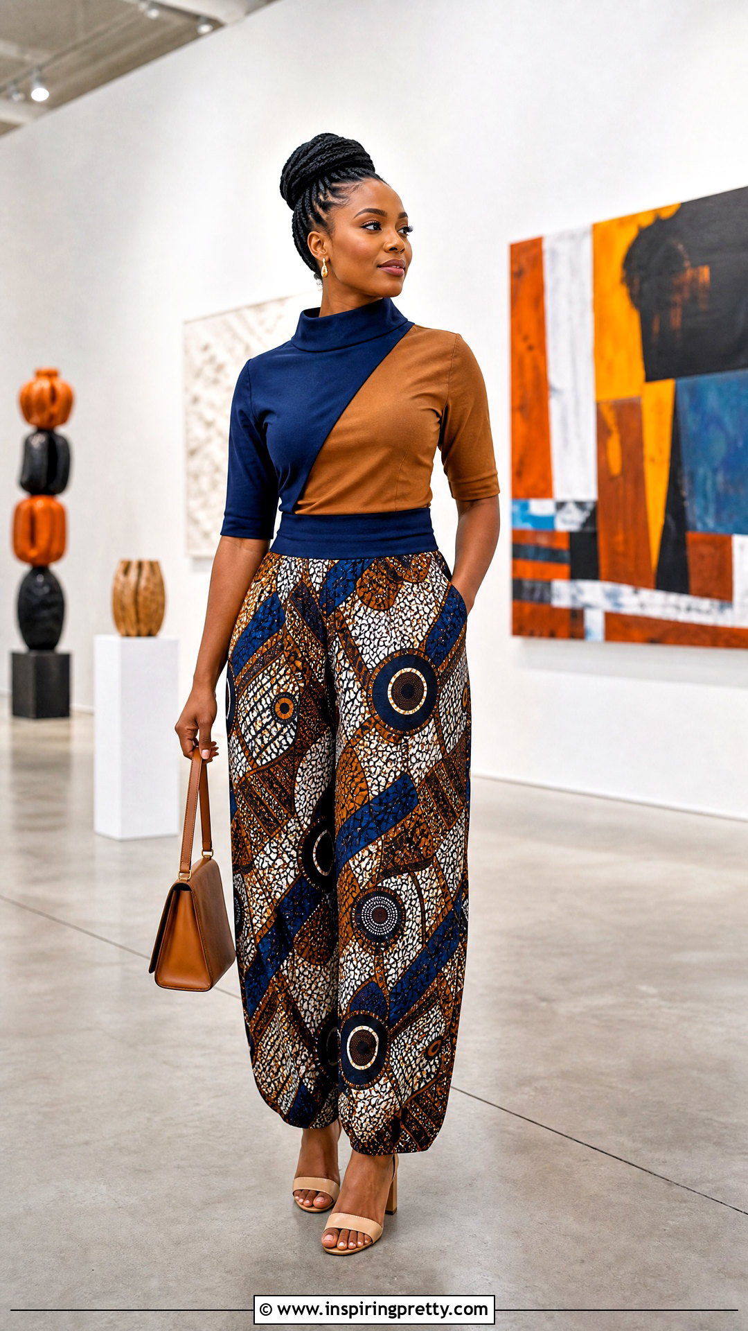 Ankara Baggy Trousers With Color Block Top - 50 Ankara Baggy Trousers And Top