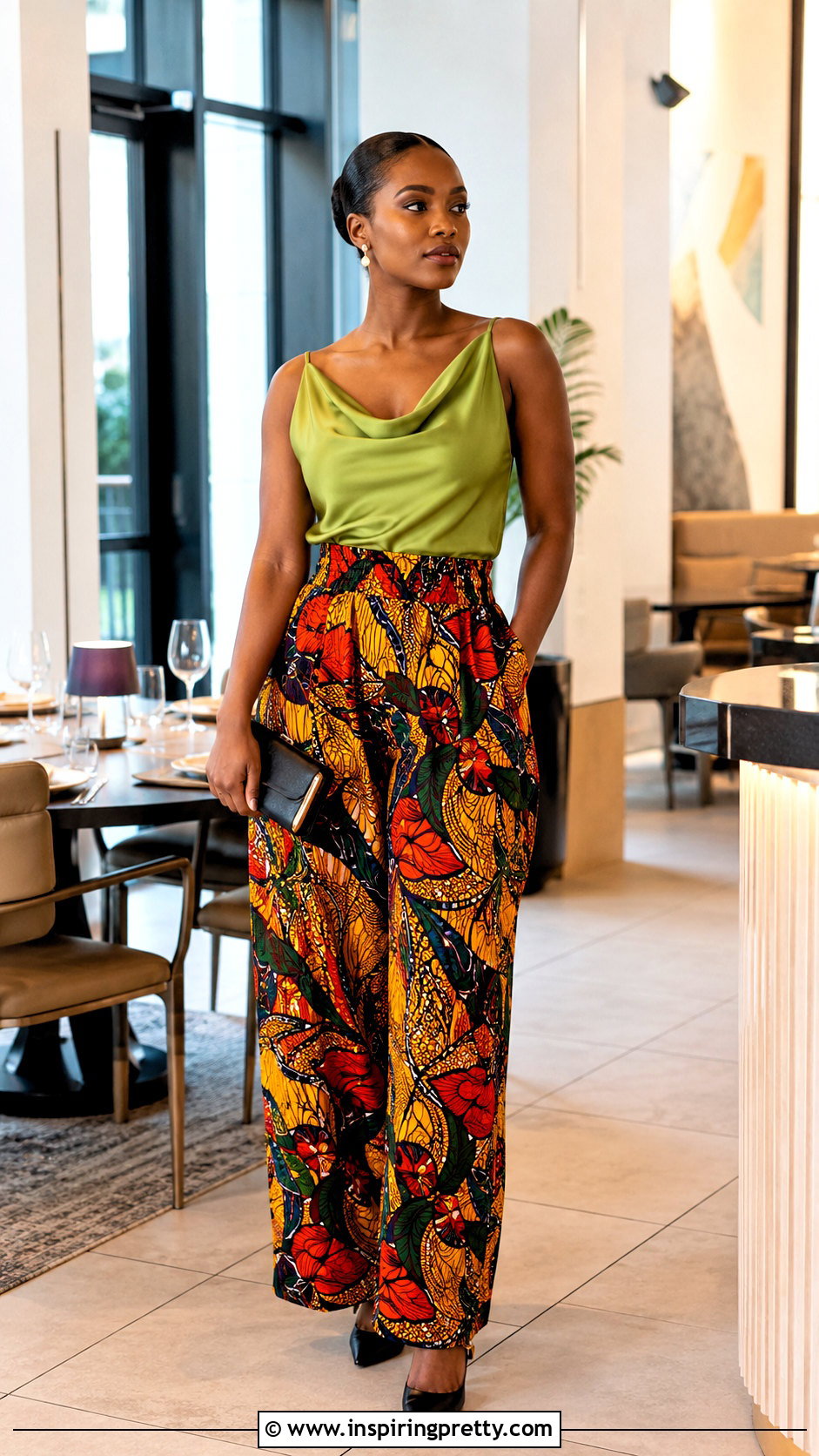 Ankara Baggy Trousers With Cowl Neck Top - 50 Ankara Baggy Trousers And Top