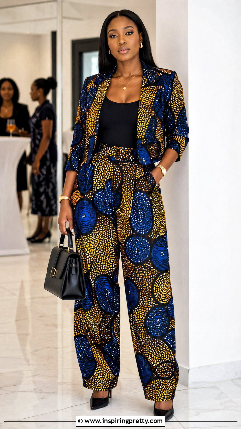 Ankara Baggy Trousers With Cropped Blazer Top - 50 Ankara Baggy Trousers And Top
