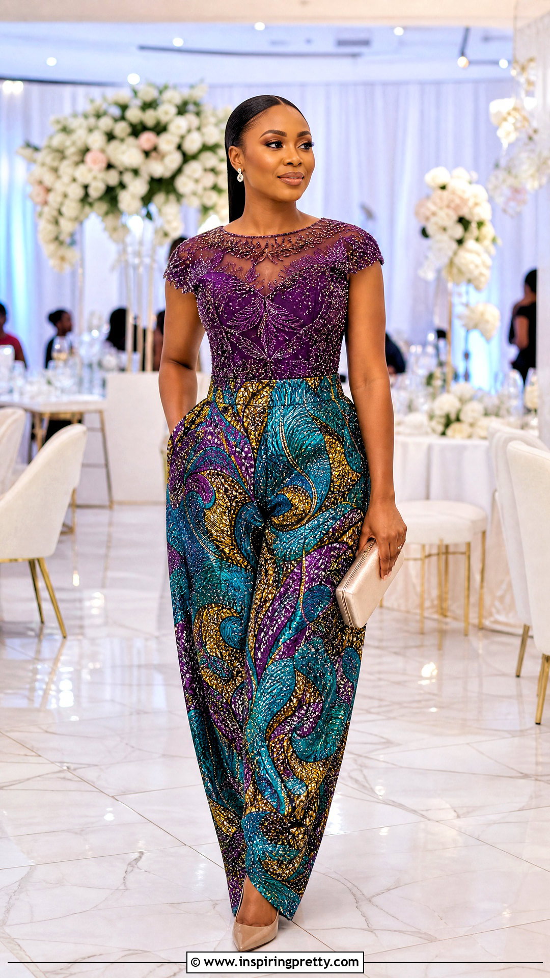 Ankara Baggy Trousers With Embellished Top - 50 Ankara Baggy Trousers And Top