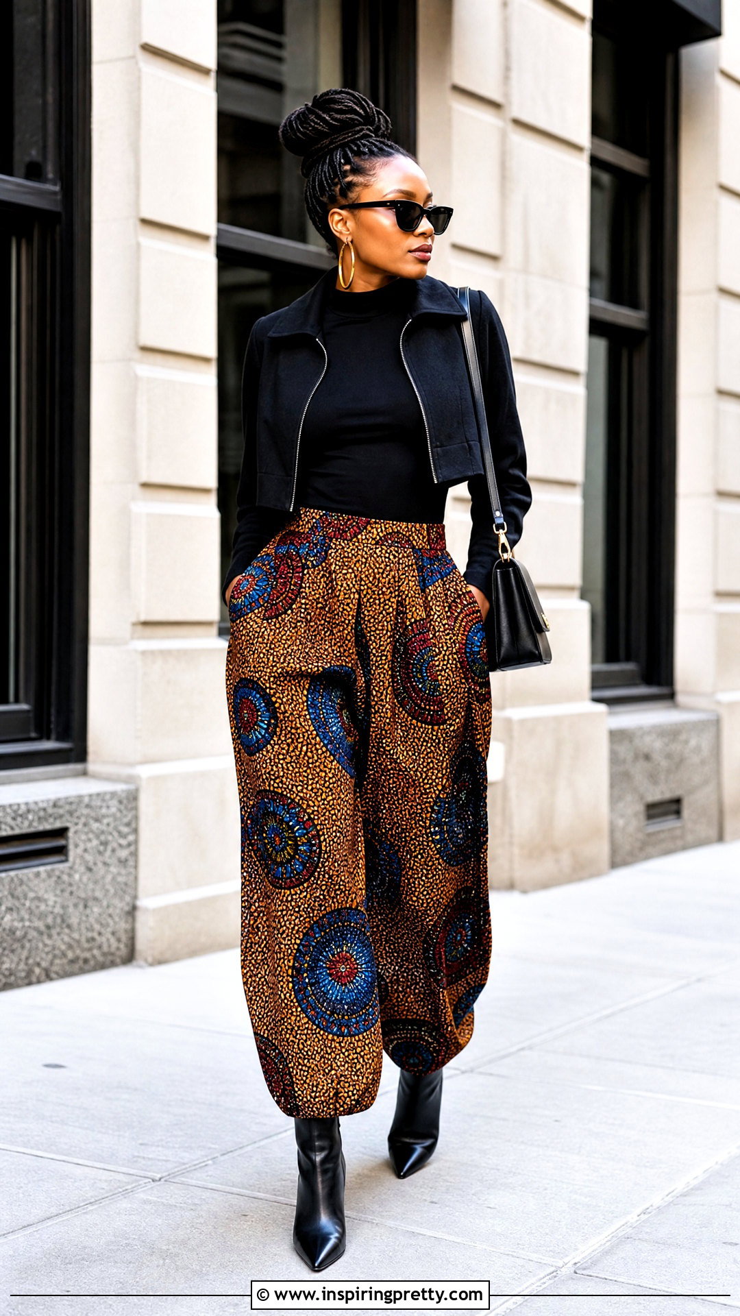 Ankara Baggy Trousers With Fitted Long Sleeve Top - 50 Ankara Baggy Trousers And Top