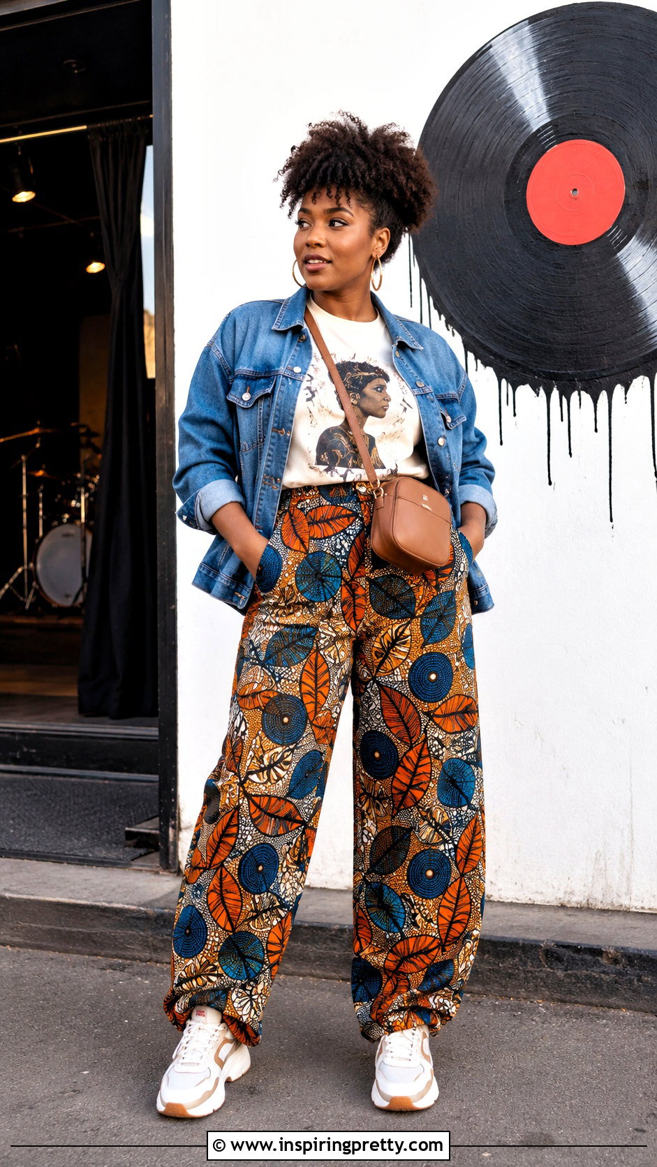 Ankara Baggy Trousers With Graphic T Shirt - 50 Ankara Baggy Trousers And Top