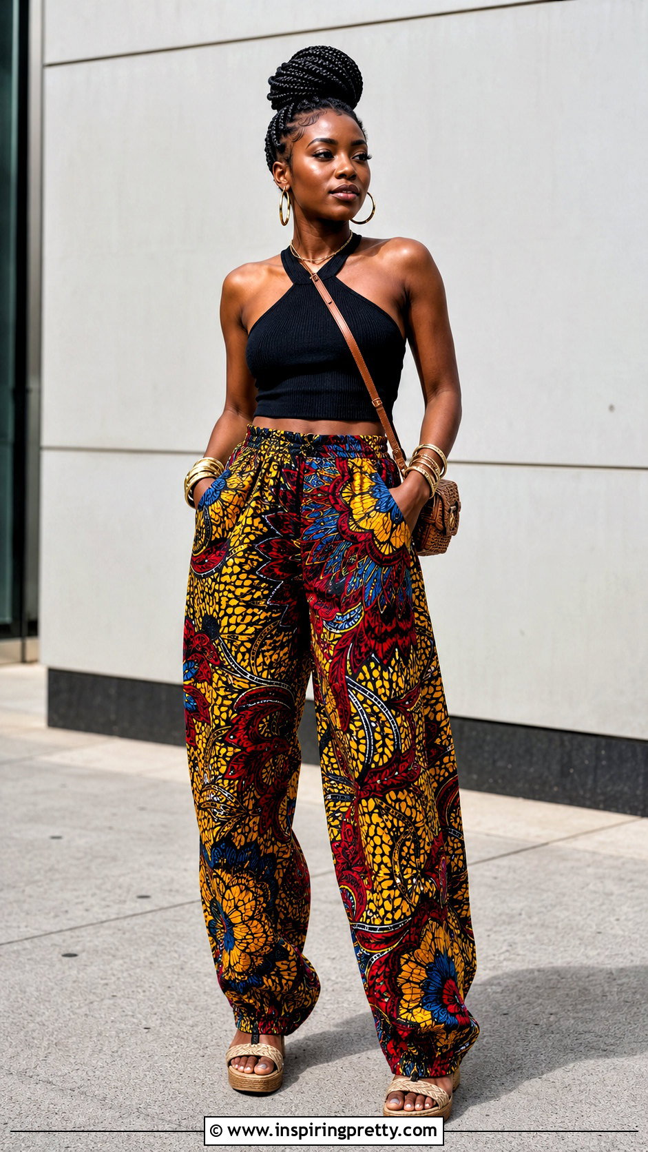 Ankara Baggy Trousers With Halter Neck Top - 50 Ankara Baggy Trousers And Top
