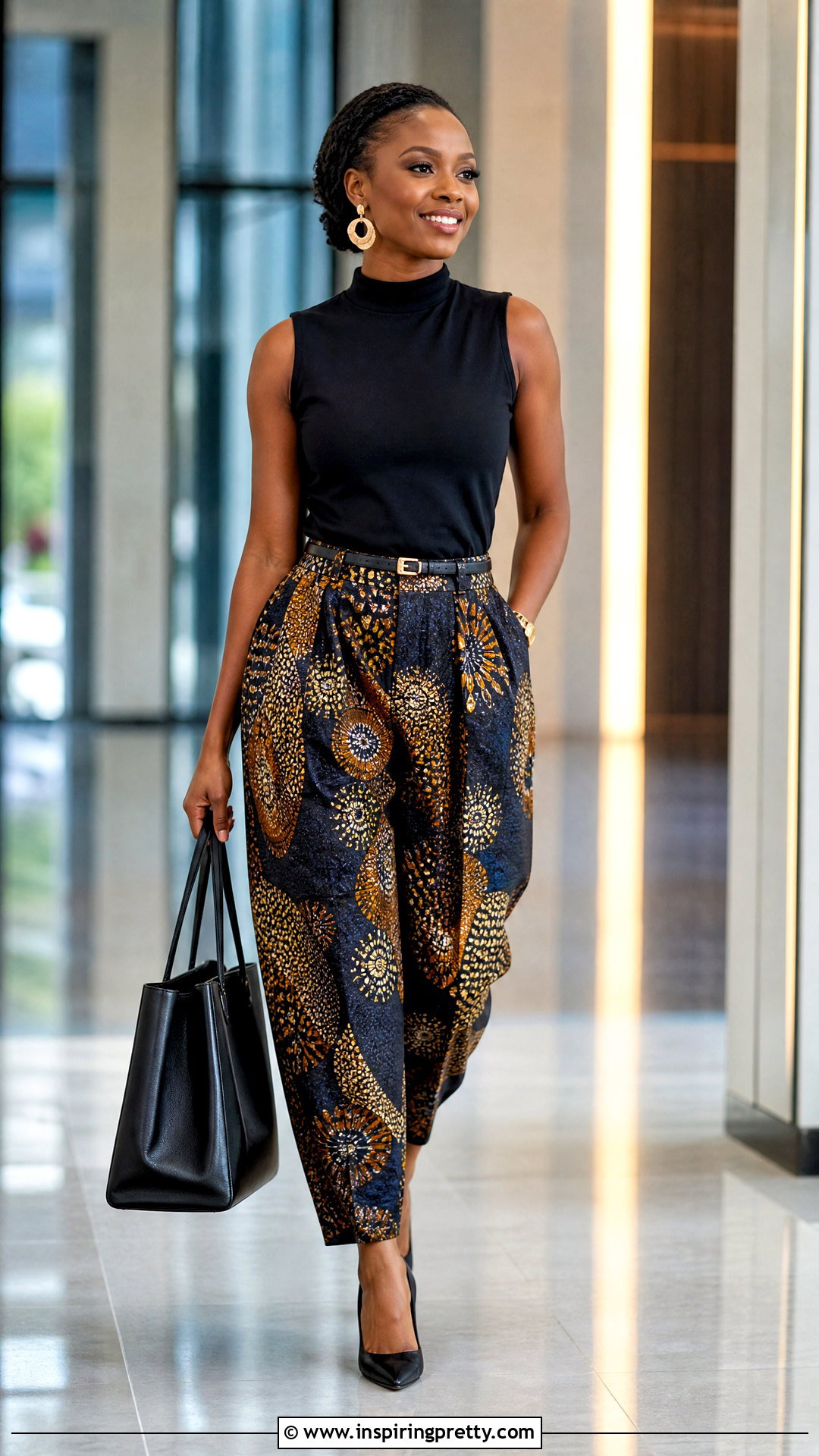 Ankara Baggy Trousers With High Neck Top - 50 Ankara Baggy Trousers And Top