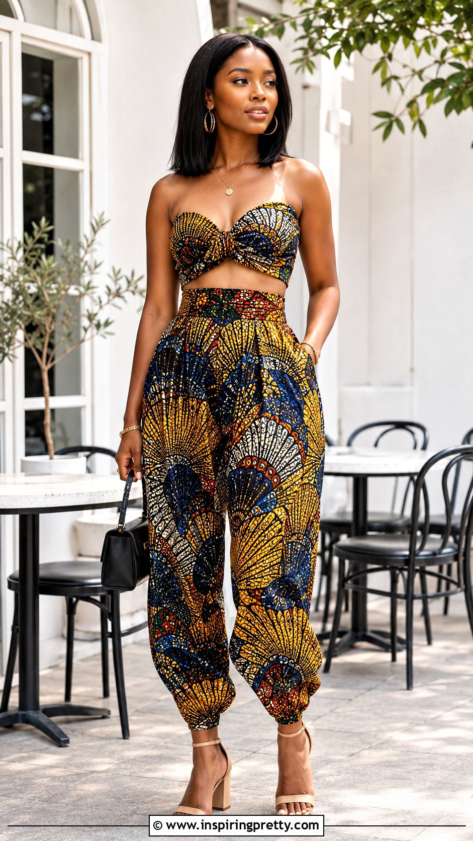 Ankara Baggy Trousers With Matching Crop Top - 50 Ankara Baggy Trousers And Top