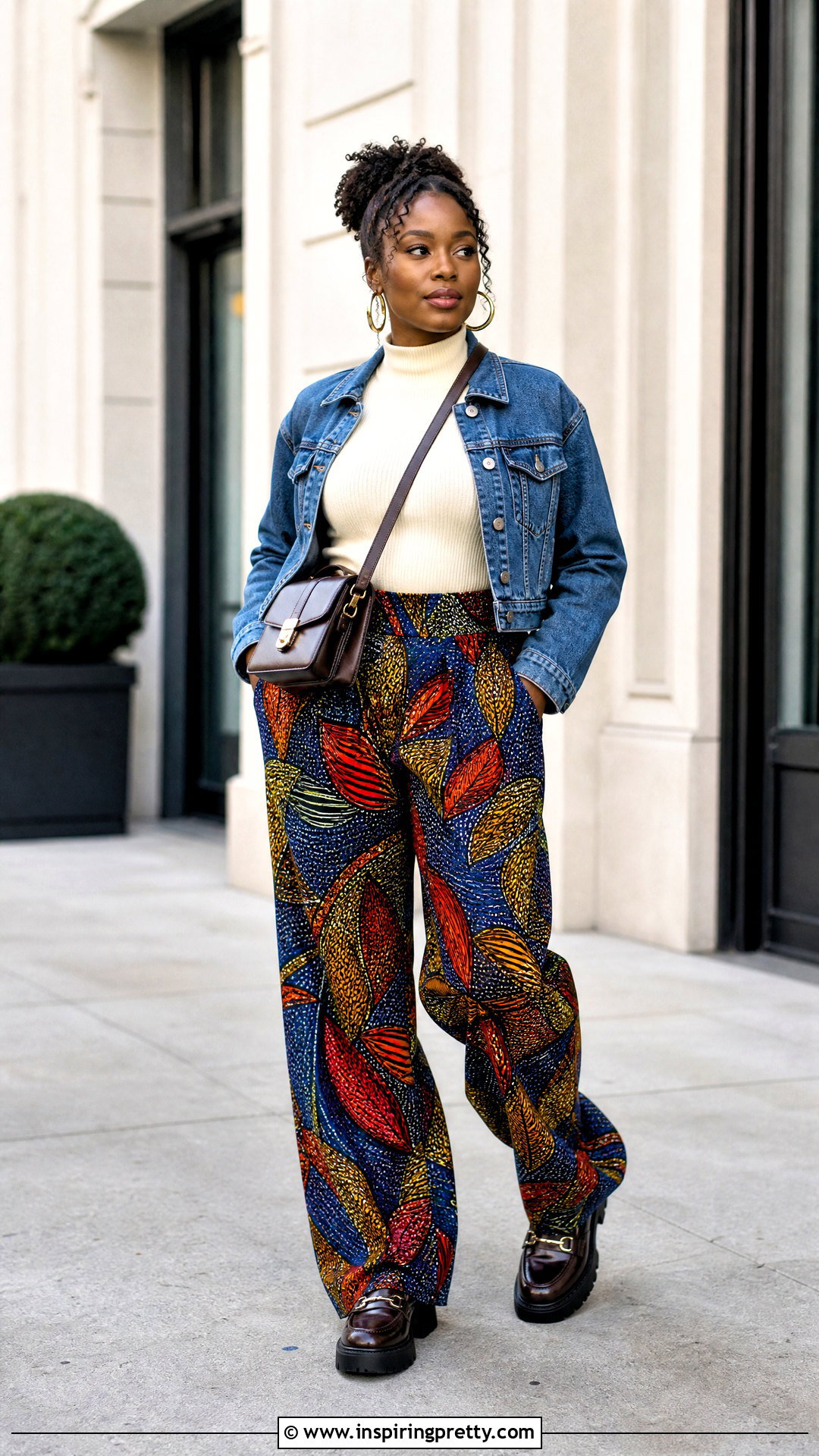 Ankara Baggy Trousers With Mock Neck Top - 50 Ankara Baggy Trousers And Top
