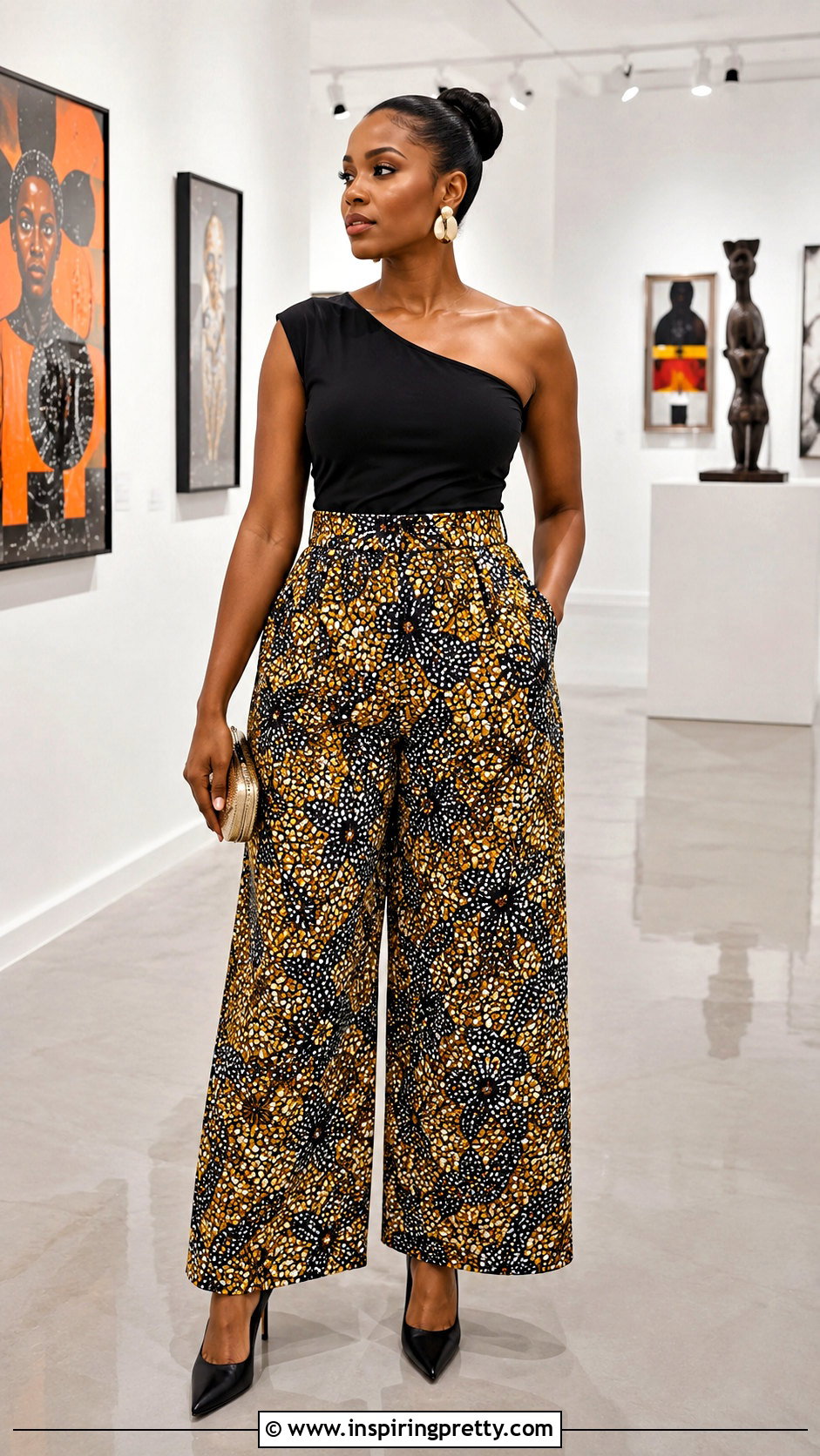 Ankara Baggy Trousers With One Shoulder Top - 50 Ankara Baggy Trousers And Top