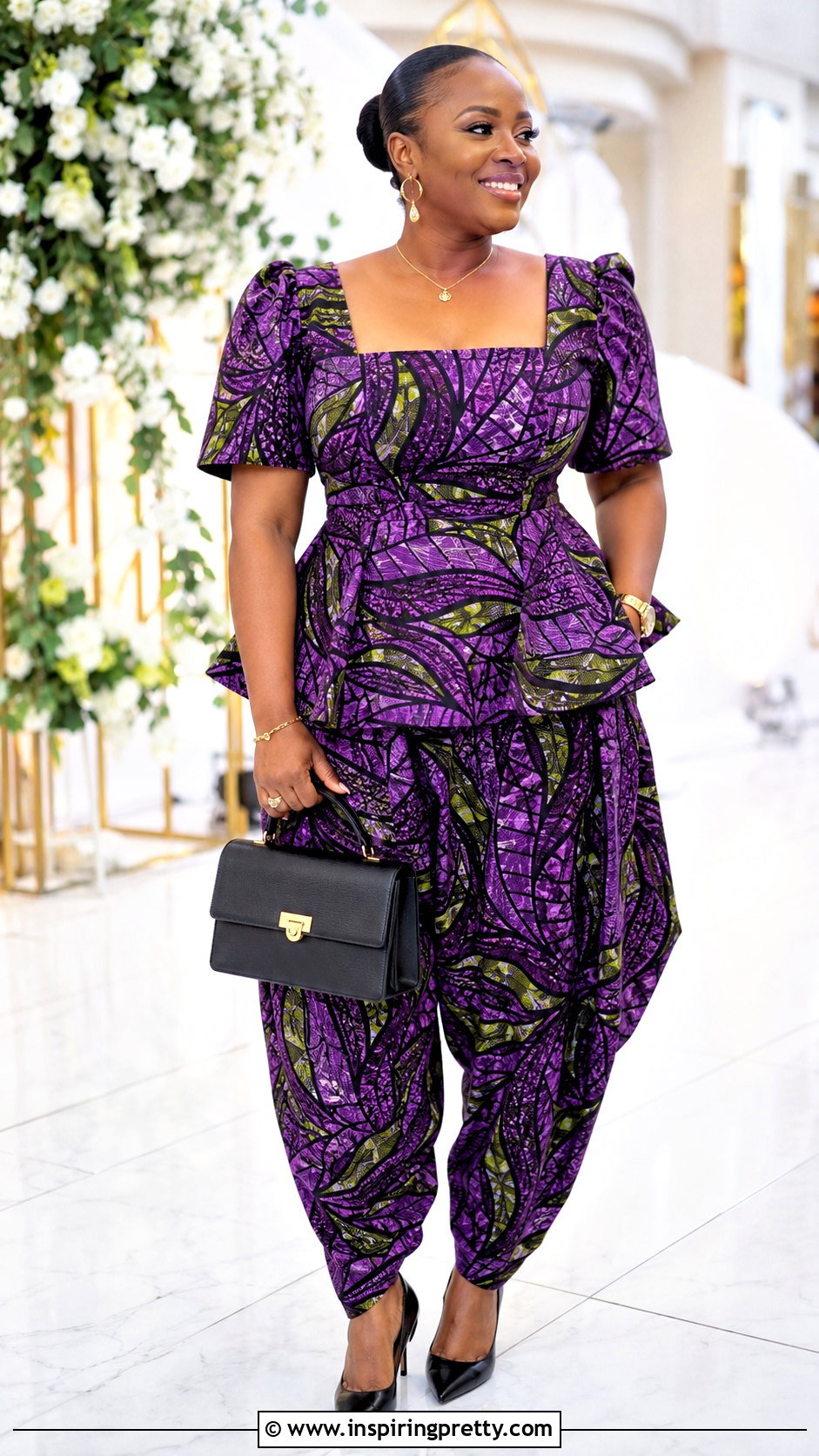 Ankara Baggy Trousers With Peplum Top - 50 Ankara Baggy Trousers And Top