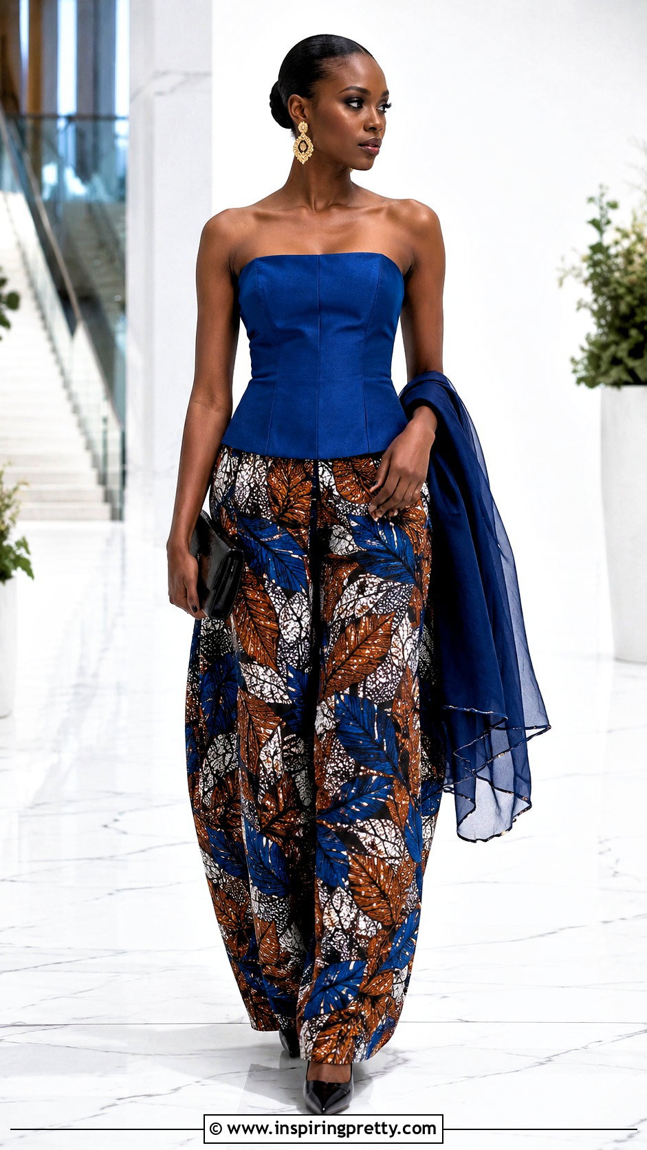 Ankara Baggy Trousers With Strapless Structured Top - 50 Ankara Baggy Trousers And Top
