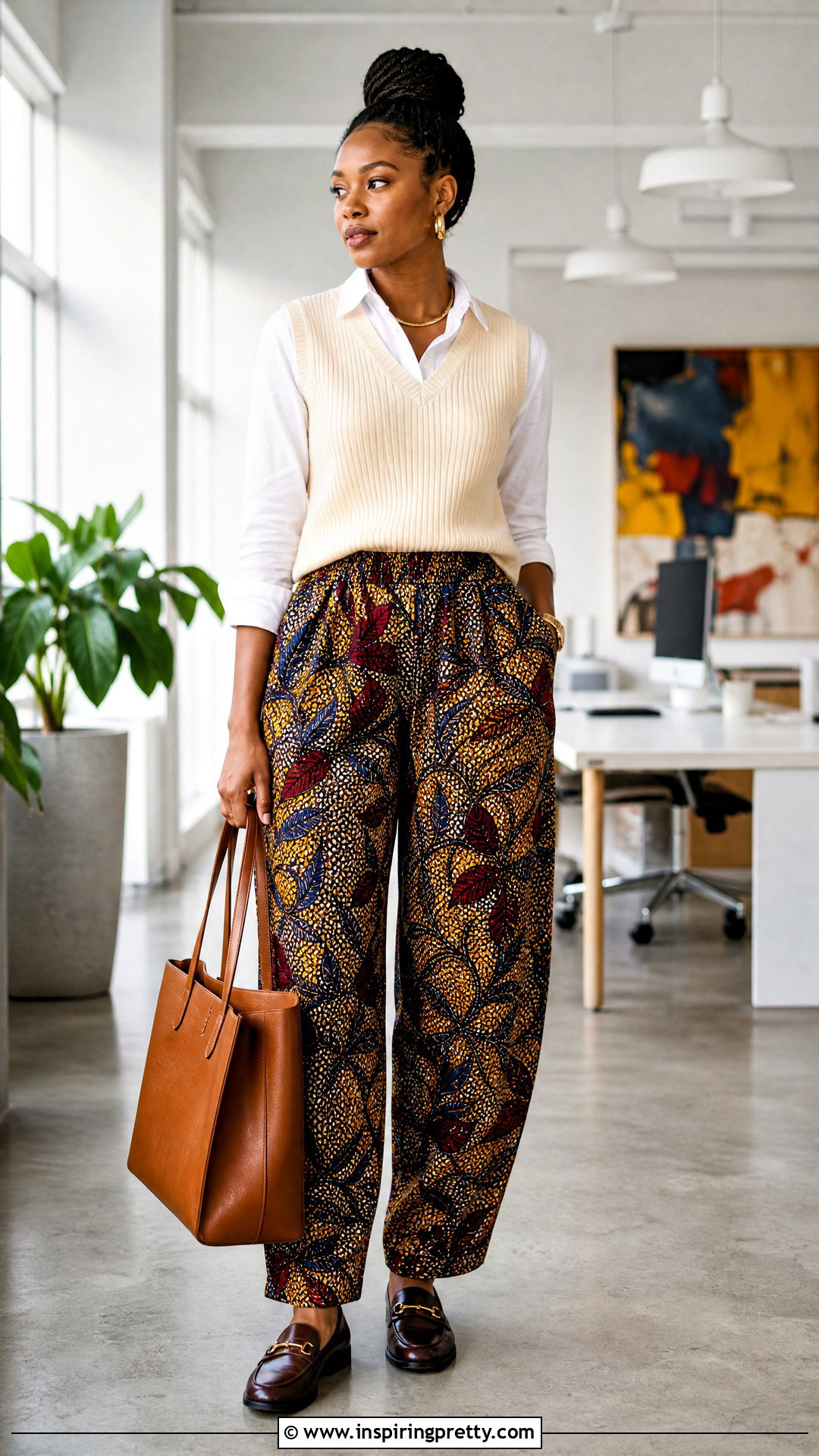 Ankara Baggy Trousers With Sweater Vest Top - 50 Ankara Baggy Trousers And Top