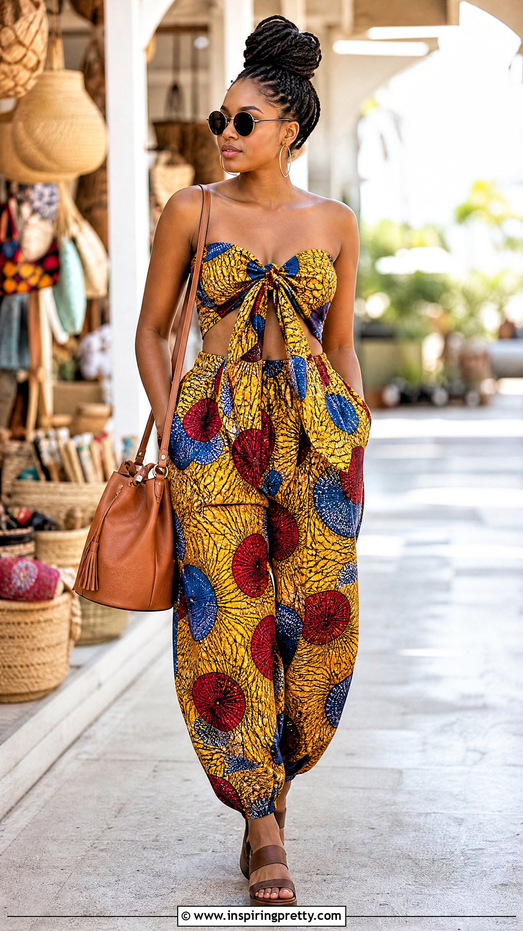 Ankara Baggy Trousers With Tie Front Top - 50 Ankara Baggy Trousers And Top